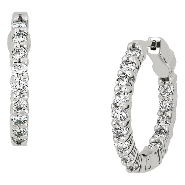 4 Prong Inside Outside Diamond Huggie Earrings