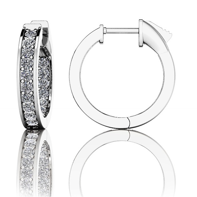 MOCK CHANNEL DIAMOND INSIDE OUTSIDE HUGGIE EARRINGS