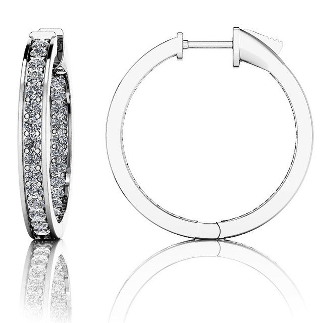 MOCK CHANNEL DIAMOND INSIDE OUTSIDE HUGGIE EARRINGS