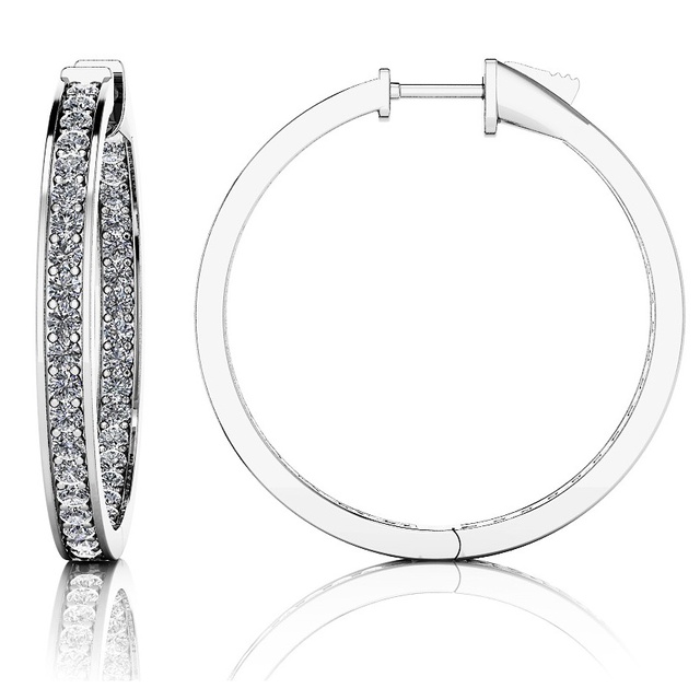 MOCK CHANNEL DIAMOND INSIDE OUTSIDE HUGGIE EARRINGS