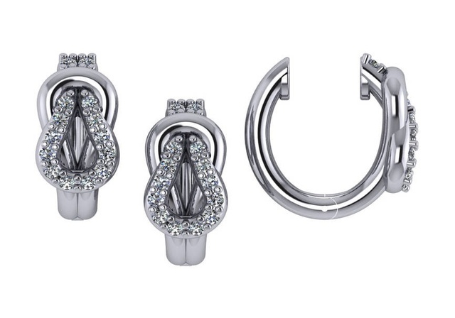 DIAMOND LOVE KNOT HUGGIE EARRINGS