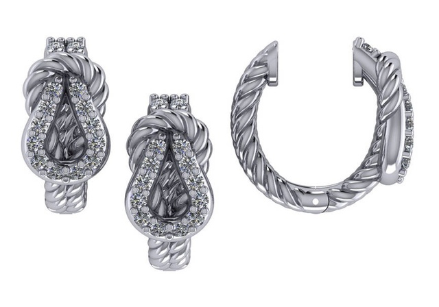 DIAMOND LOVE KNOT HUGGIE EARRINGS