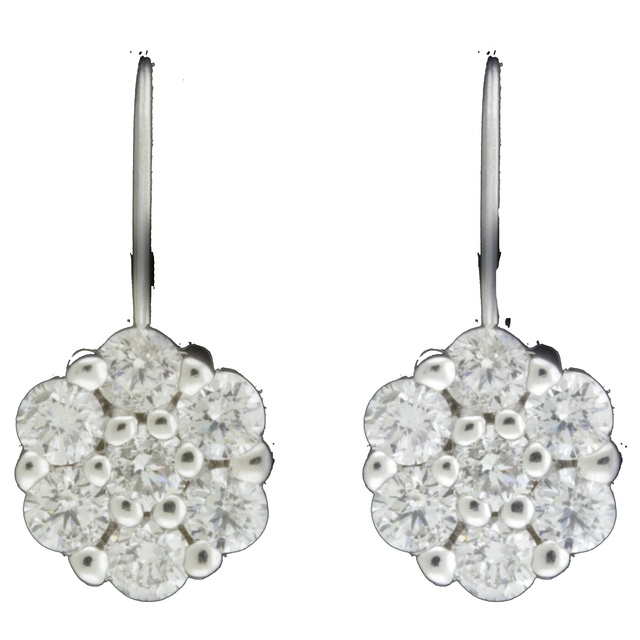 14 Diamond Leverback Cluster Earrings