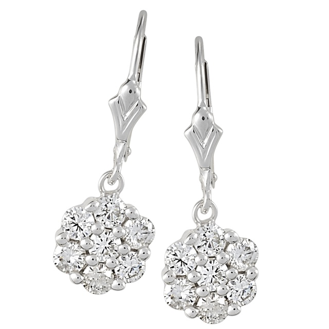 14 Diamond Leverback Cluster Earrings