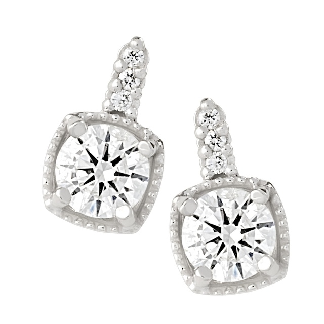 Round Diamond Earrings With Small Round Diamonds