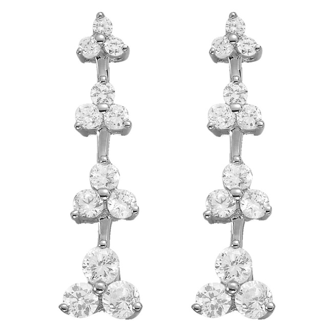 Tri Diamond Journey Earrings