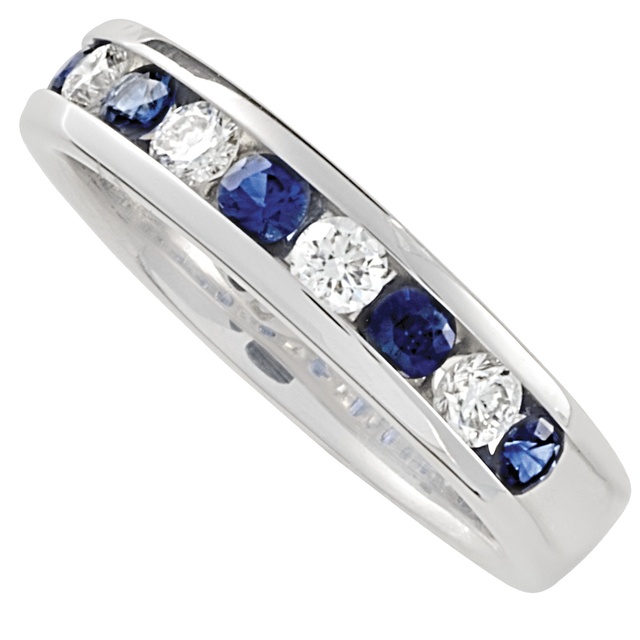 Sapphire And Diamond Machine Set Ring