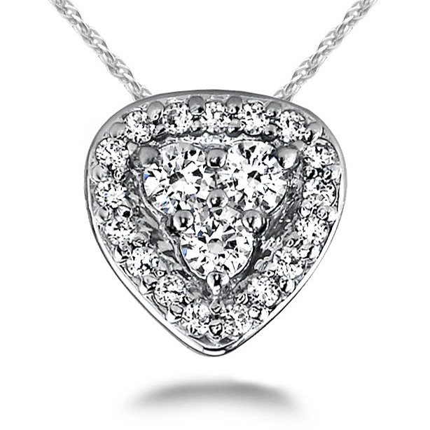 DIAMOND HALO PENDANT WITH CLUSTER CENTER