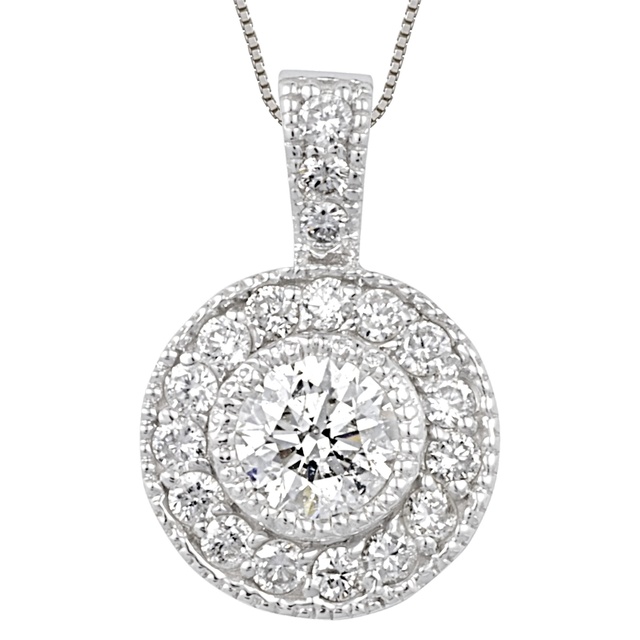 Round Diamond Pendant With Small Round Diamonds