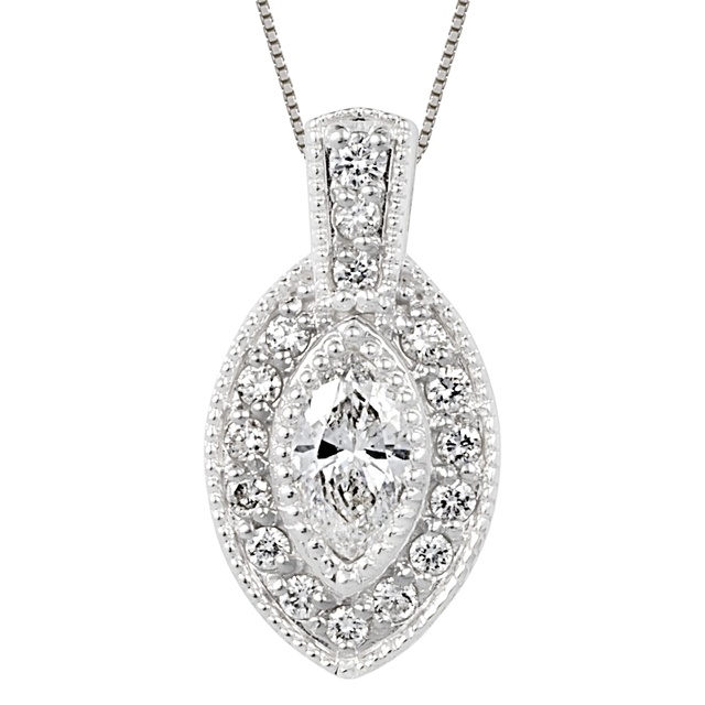 Diamond Halo Pendant for Marquis 