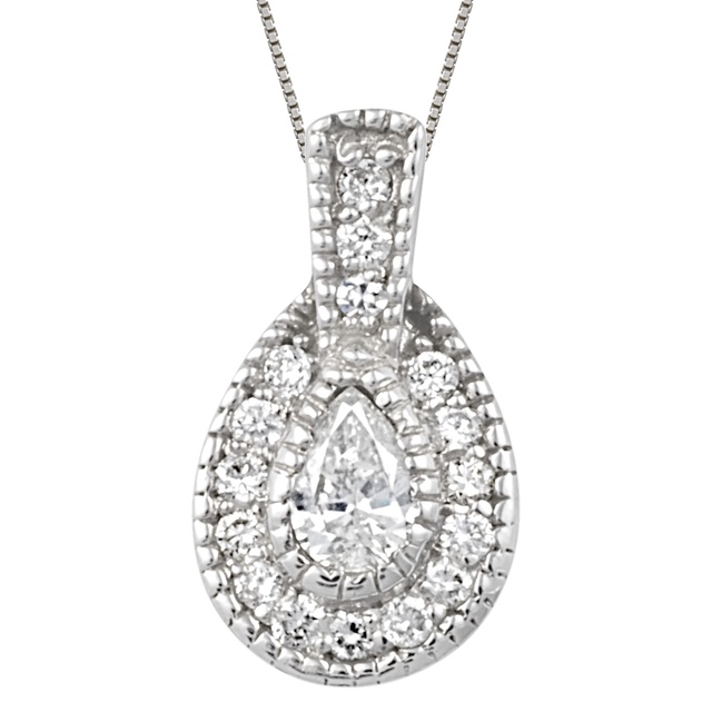 Pear Shaped Diamond Pendant With Small Diamonds