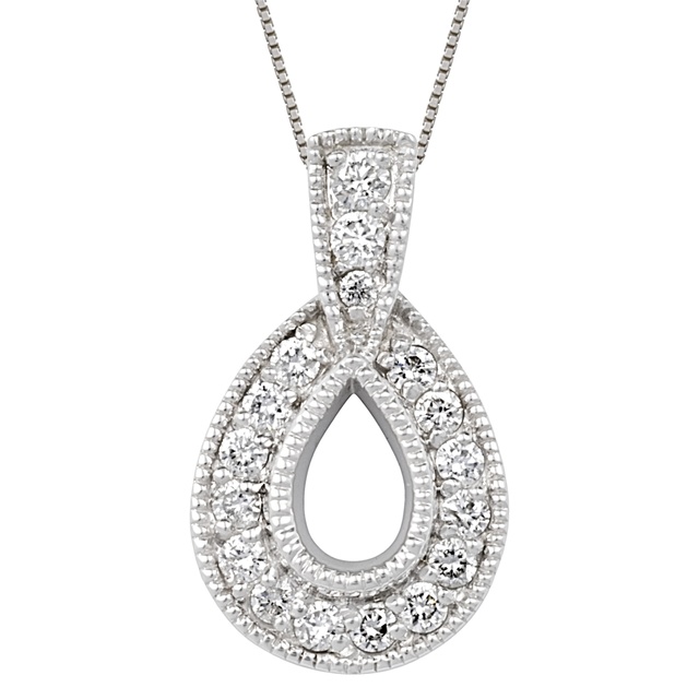 Pear Shaped Semi Mount Pendant With Small Diamonds