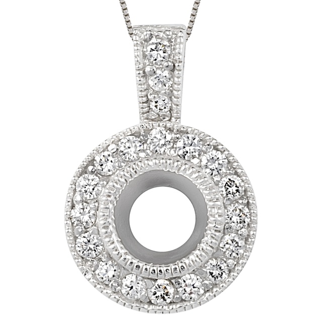 Round Semi Mount Pendant With Small Round Diamonds