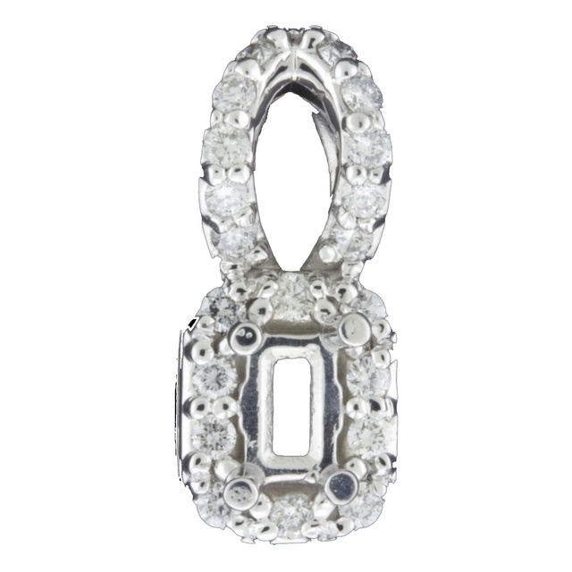 Fancy Emerald Cut Diamond Semi Mount Pendant