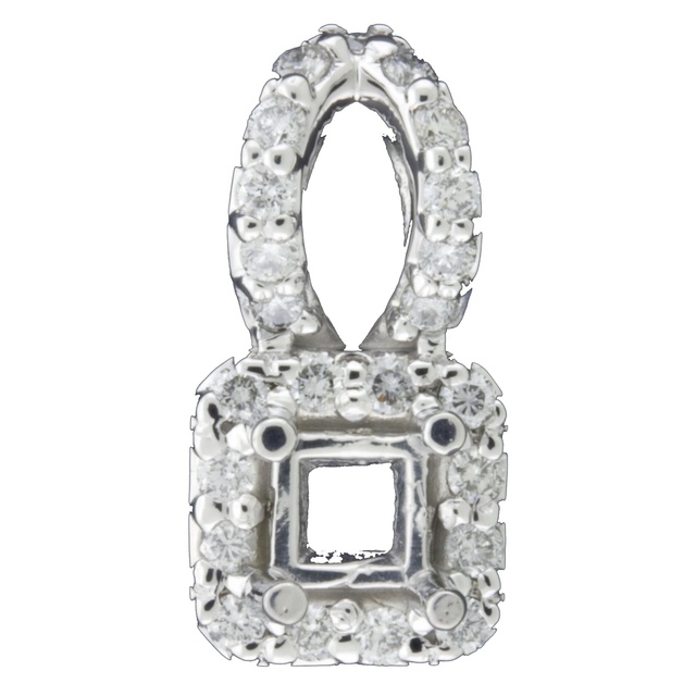Fancy Princess Cut Diamond Semi Mount Pendant