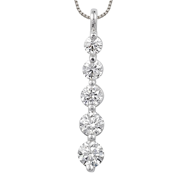 Shared 2 Prong Journey Diamond Pendant