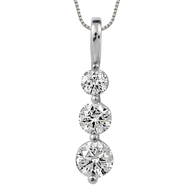 Three Stone Diamond Shared Prong Pendant