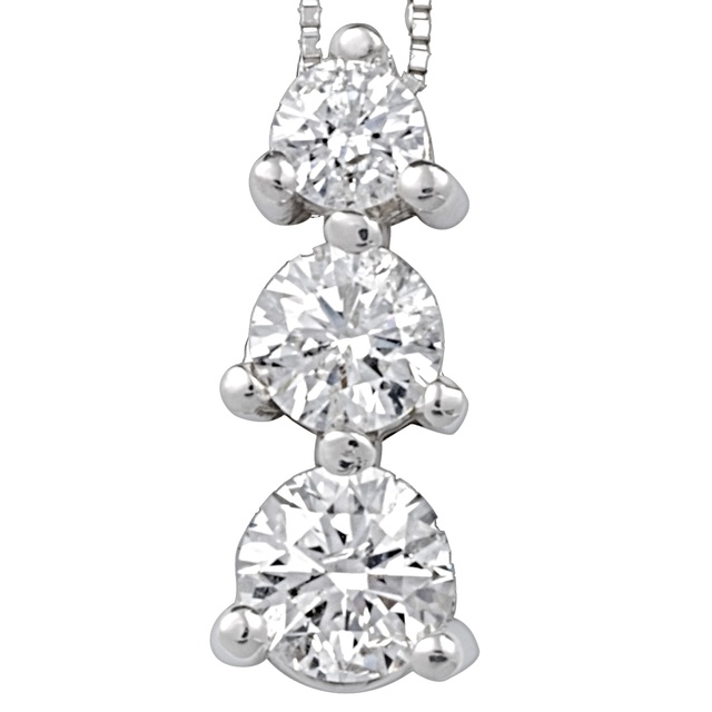 Three Prong Three Stone Diamond Pendant