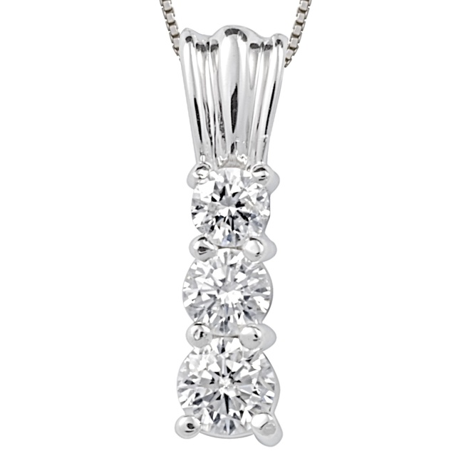 Four Prong Three Stone Diamond Pendant