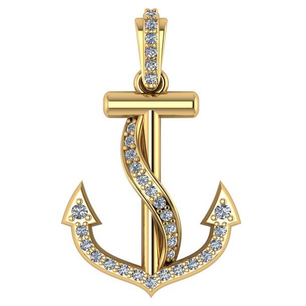 Diamond Anchor Pendant