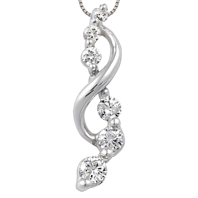 7 Diamond Curved Journey Diamond Pendant With Ribbon