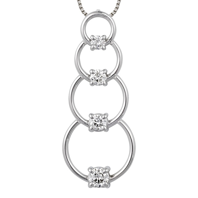 4 Diamond Hoop Journey Pendant