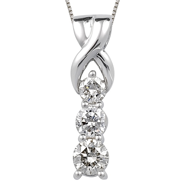 Three Stone Diamond Pendant With Infinity Bail