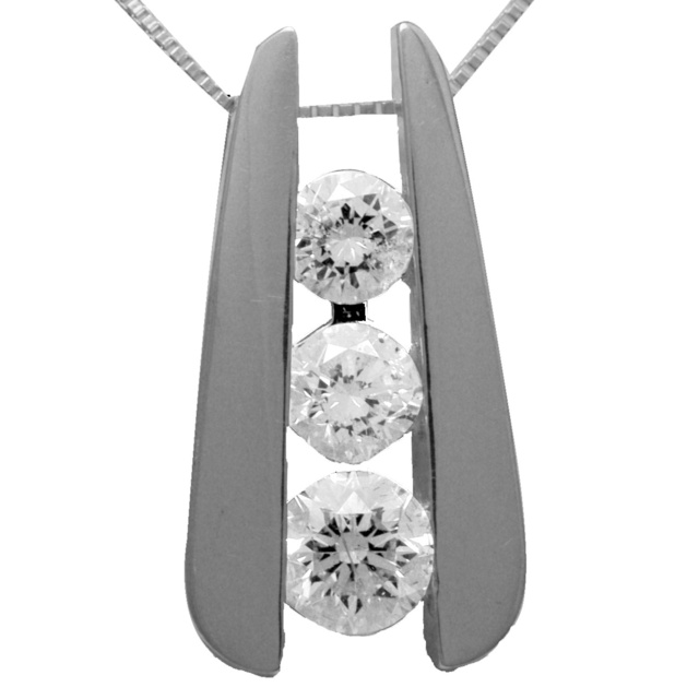 Three Stone Diamond Ladder Pendant