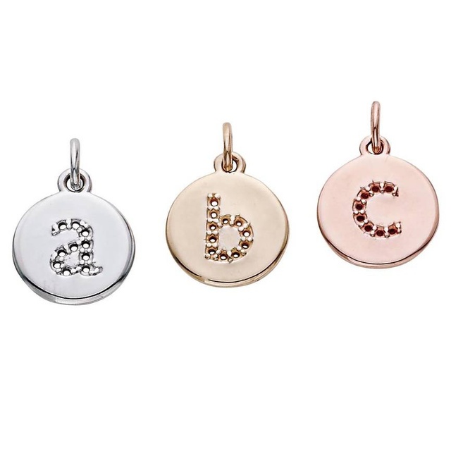 Lowercase Letter Diamond Pendants