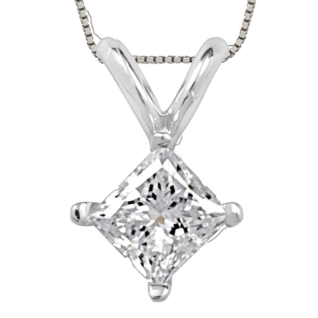 4 Prong Princess Cut Stud Pendant