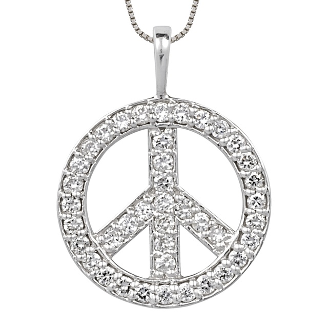 Peace Sign Diamond Pendant