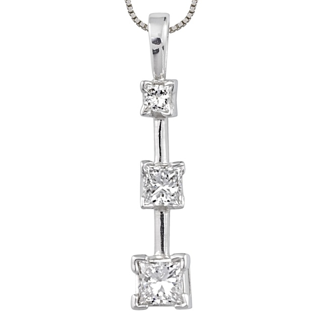 Three Stone Princess Cut Diamond Pendant