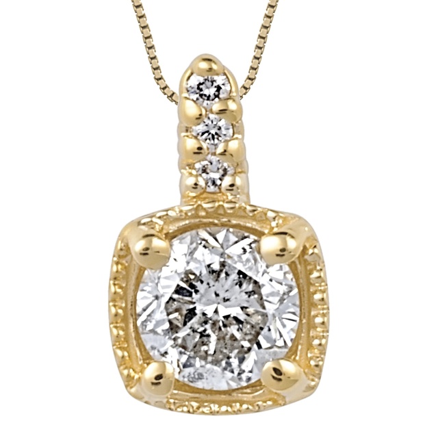 Round Diamond Pendant With Small Round Diamonds In Bail