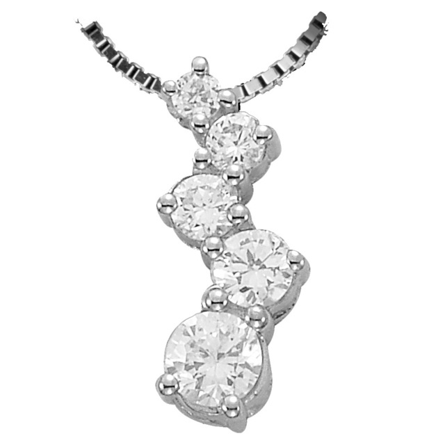 Four Prong Diamond Zig Journey Pendant