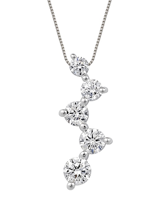 Shared Prong Diamond Zig Journey Pendant