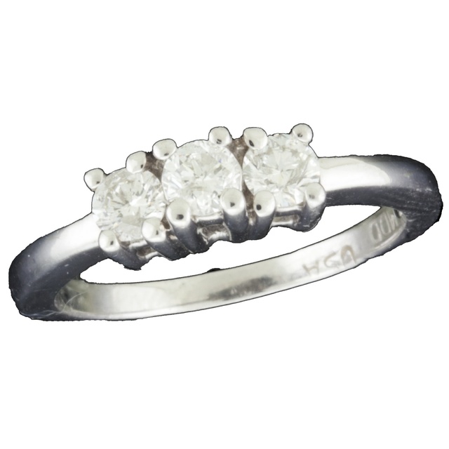 Three Stone Diamond Ring With Equal Size Diamonds