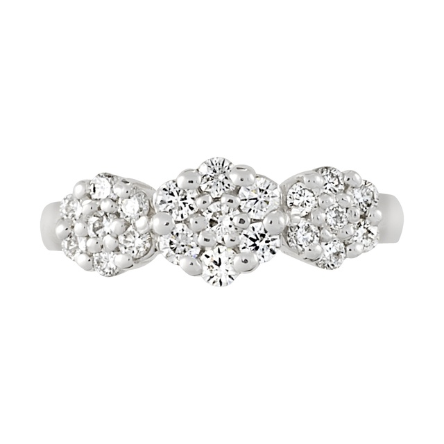 Cluster Three Stone Diamond Ring