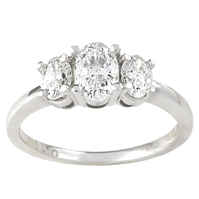 Three Stone Oval Shaped Diamond Ring
