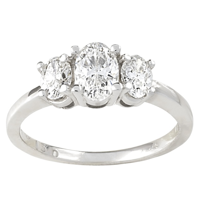 Three Stone Oval Shaped Diamond Ring