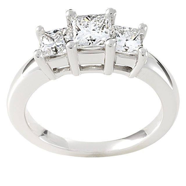 Three Stone Princess Cut Diamond Ring
