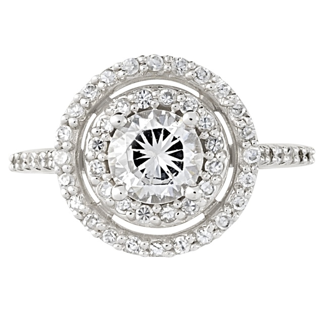 Lady's Round Diamond Double Halo Semi Mount