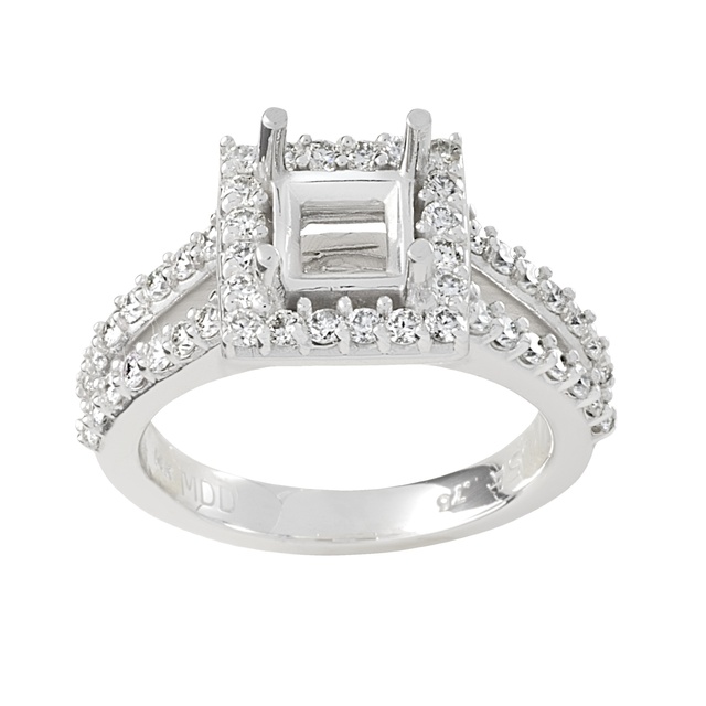 Lady's Princess Cut Split Shank Semi Mount Ring