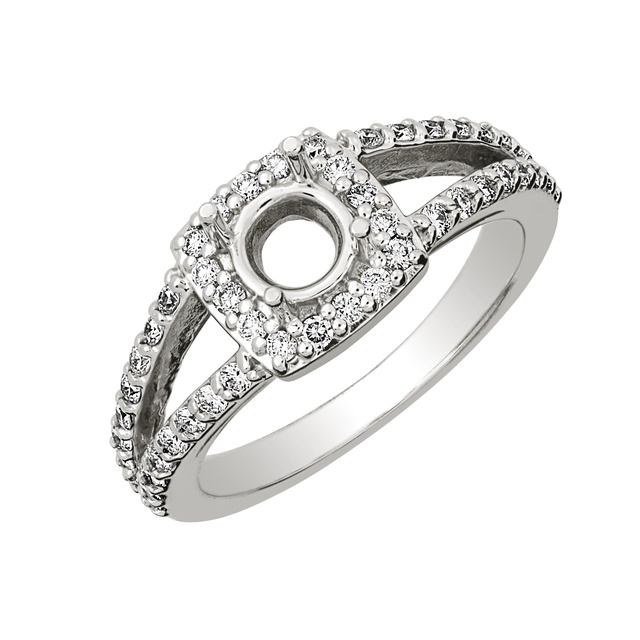 SPLIT SHANK HALO ENGAGEMENT RING