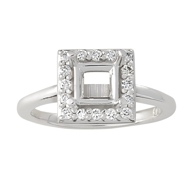 Lady's Princess Cut Semi Mount Ring