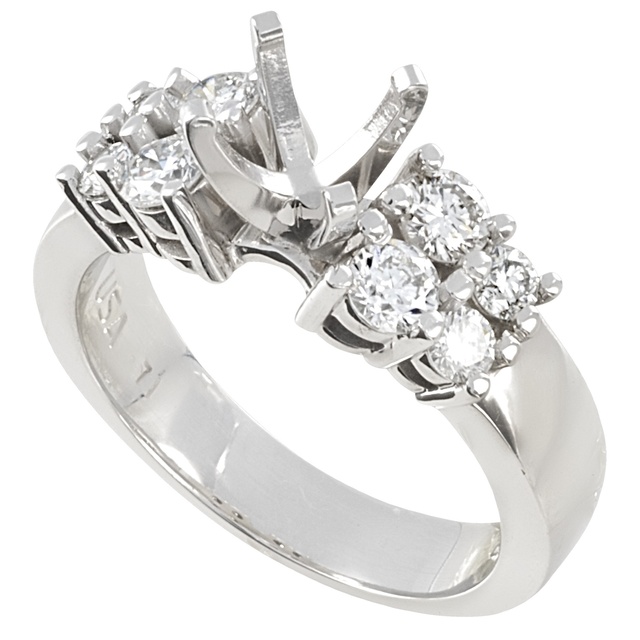 Lady's Two Row Round Diamond Semi Mount With A Peg Head