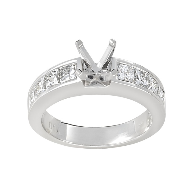 Lady's Princess Cut Diamond Cathedral Semi Mount