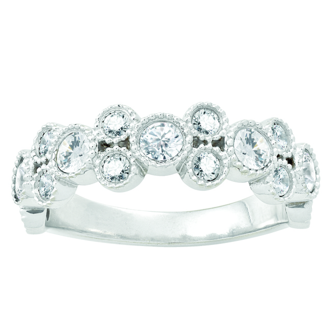 Bezel Set Diamond Stackable Ring with Milgrain